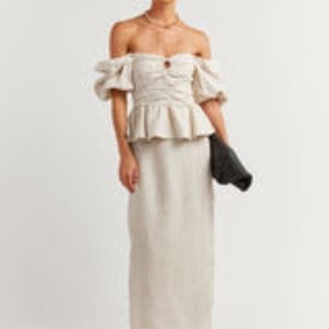 Dissh Roman Natural Linen Peplum Top